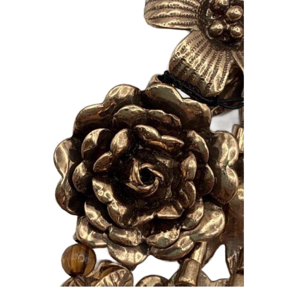 Vintage Cookie Lee Antique Gold Flower Bracelet - Picture 8 of 11
